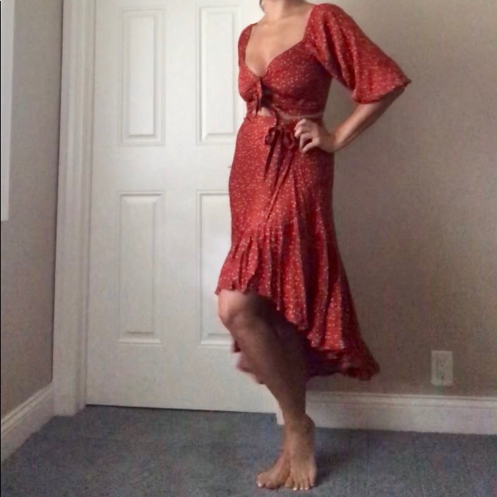 NWT red polka dot two piece set
